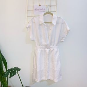White button down mini dress
